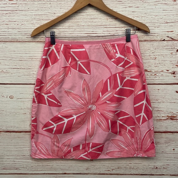 Lilly Pulitzer Dresses & Skirts - Vintage Lilly Pulitzer White Label Pink Floral Mini Skirt Sz 6